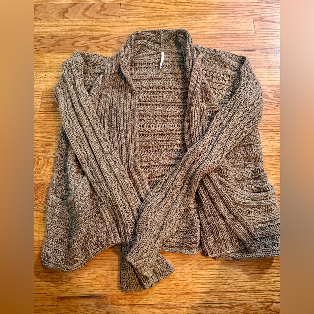 Free People Open Front Knit Design Textured Sweater Cardigan